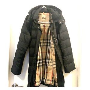 Burberry Detachable Hood belted puffer coat, Black
